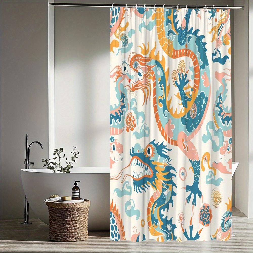 1Pc Dragon Pattern Shower Curtain Lively And Interesting Mythology Theme Design Bathroom Decoration Polyester Fabric