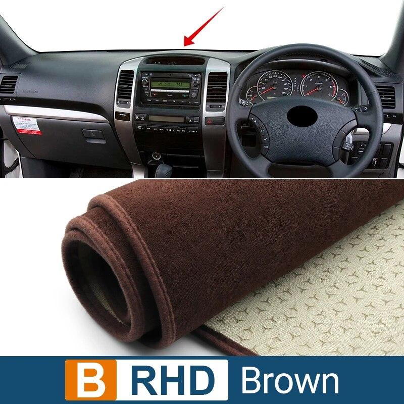 For Toyota Land Cruiser Prado 120 J120 2003-2006 2007 2008 2009 Bil Dashboard Deksel Unngå lyspute Anti-UV-tepper Sklisikker matte