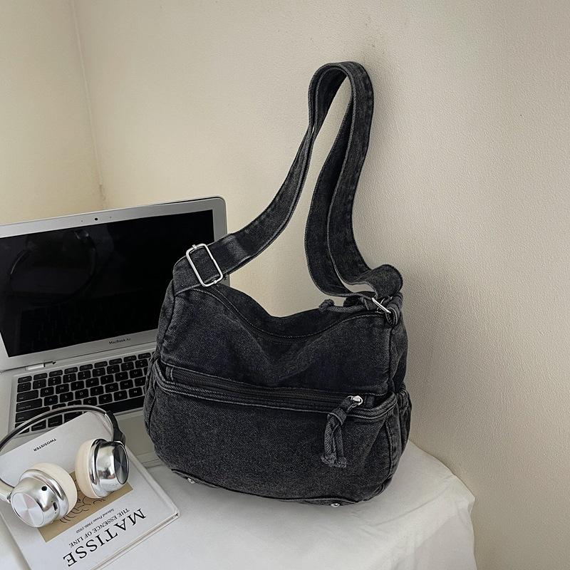 Denim Bag Women's New Casual Versatile Shoulder Messenger Bag Retro Class Commuter Tote Bag