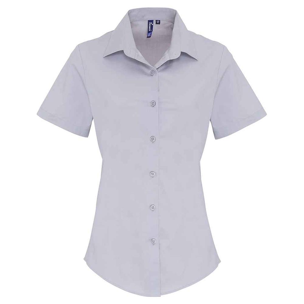 Premier Womens/Ladies Cotton Poplin Stretch Short-Sleeved Shirt