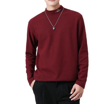 Heiz-T-Shirt mit halbem Stehkragen für Herren, mit zusätzlichem Fett, vergrößerter Volltonfarbe, schmaler Passform, langen Ärmeln, warmer Innenschicht als Basis