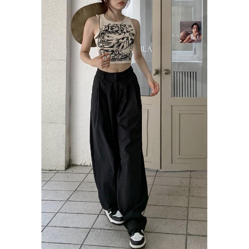 Lightweight casual pants for women, 2026 new model, high-waisted, slimming, wide-leg, loose-fitting long pants