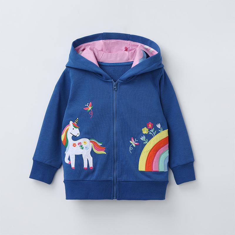 European Girls Hooded Zipper Sweatshirt for Autumn/Winter 130cm (7Y)