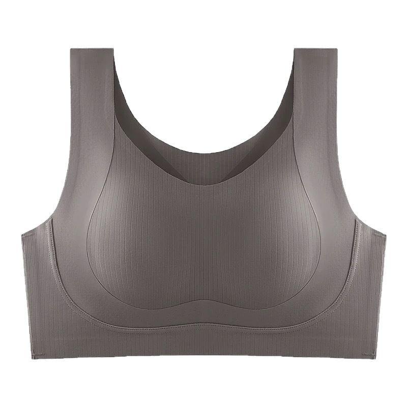 Seamless Ribbed Wide Strap Wireless Women Bra