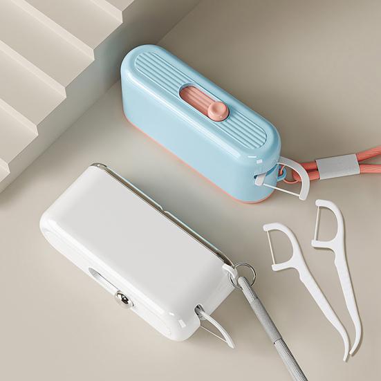 Pop-Up Floss Box Portable Automatic Dental Floss Dispenser Dustproof Reusable Floss Storage Case with Mirror for Oral Care Home Hotel Restaurant