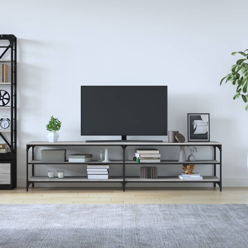TV Cabinet Gray Sonoma 200x30x50 cm Particleboard and Metal