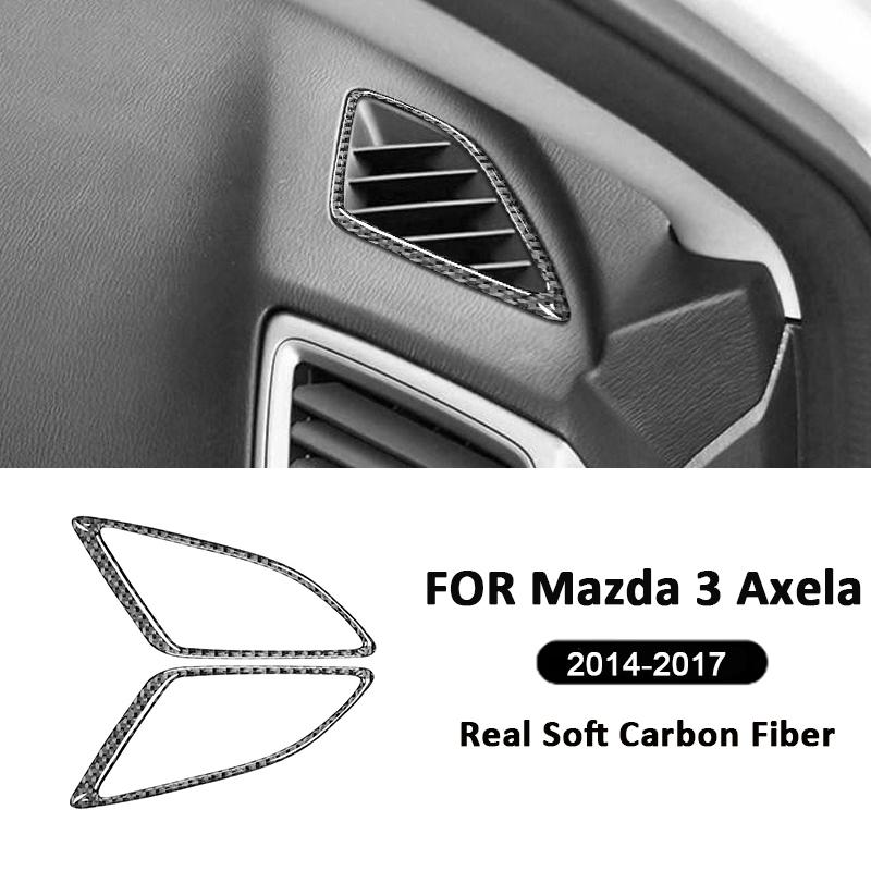 Carbon Fiber Car Trument Panel Left Right Air Outlet Frame Decoration Sticker For Mazda 3 Axela 2014-2017 Interior Parts