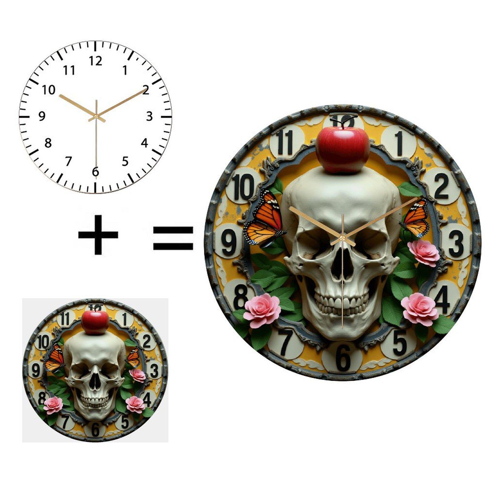 30x30cm Round Glass Wall Clock that is Resistant to Dust and Fingerprints (White,12 in(30.48cm))