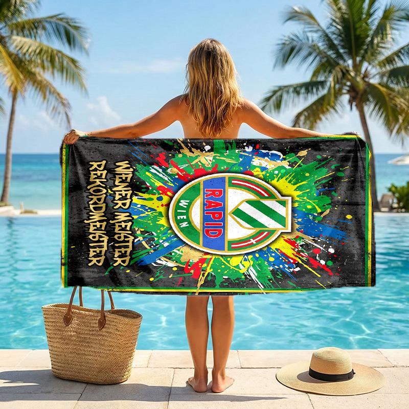 Asciugamano da Spiaggia Rapid Wien FC ad Asciugatura Rapida in Microfibra Assorbente Portatile da Viaggio per Nuoto
