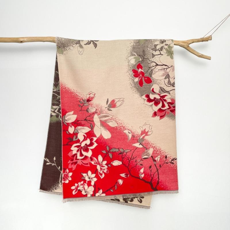 Autumn and winter elegant jacquard scarf femininity magnolia imitation cashmere shawl advanced sense thickened warm scarf