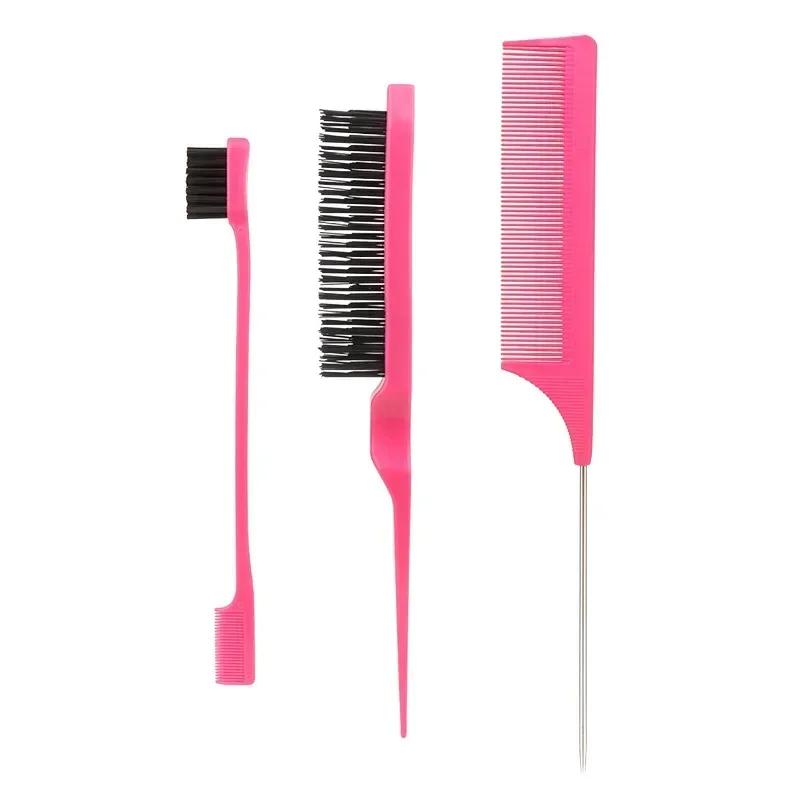 3Pcs/set Hair Coloring Brushes Combs  Pointed Tail Hairdressing Comb Double Comb Three Rows of Styling Brush Eyebrow Brush Tools