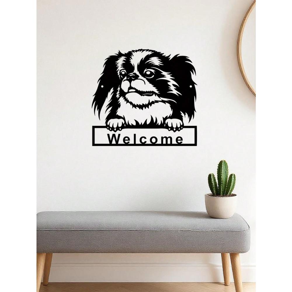 Schwarze Metall Hund Wanddeko, Gotische Haustierkunst, Lustiger Wohnakzent, Einzigartiges Geschenk für Hundeliebhaber, Raumdekoration