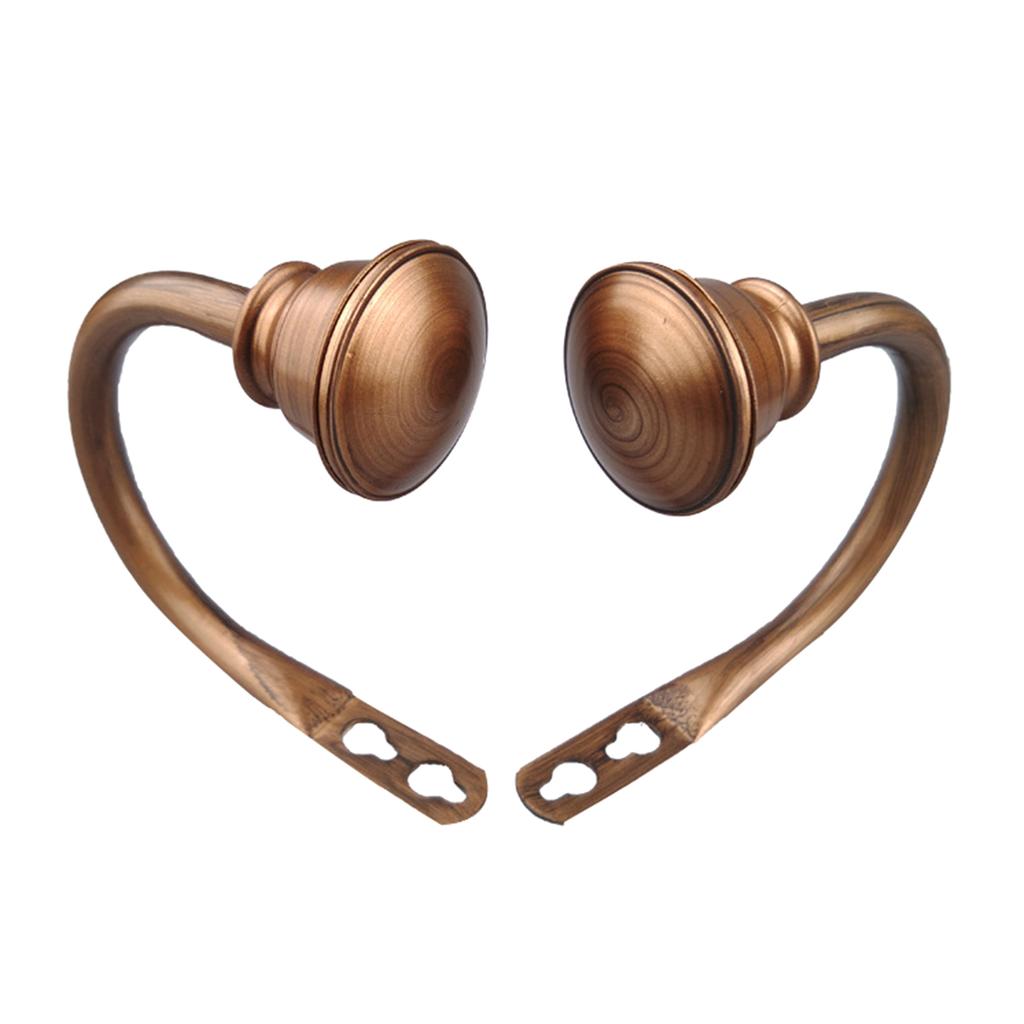 Set med 2 Eleganta Metalliska Gardinhållare för Tidlös Fönsterdekor i Ljusbrons med Elemental Kuldesign