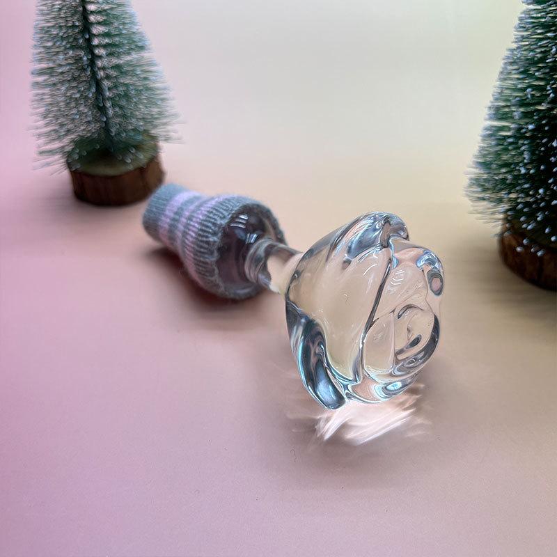 Transparent Glass Rose with Non-slip High Borosilicate Sleeve - Smooth Creative Decoration