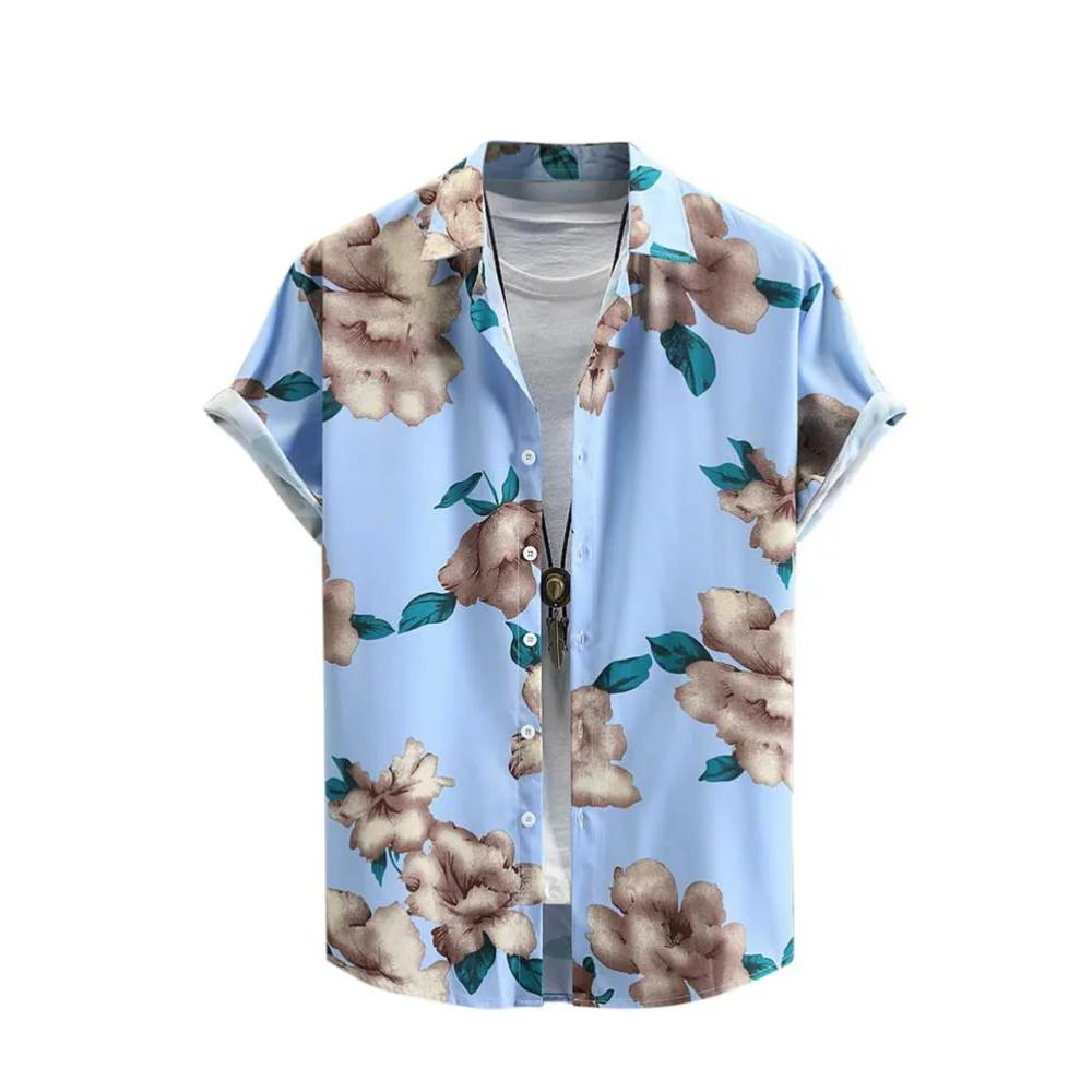 Seaside Beach Men Women's Shirts Floral Print Design Short Sleeve Shirts Fashion Button Shirt Tops