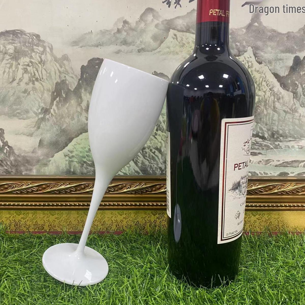 European Style 180ML Acrylic Champagne Flute Red Wine Glass - High Stem Transparent Plastic Cocktail Glass. белый