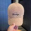 Lamb Fur Baseball Cap In Autumn and Winter Warmth and Windproof Letter Embroidery Solid Color Fashionable and Versatile Plush Baseball Cap