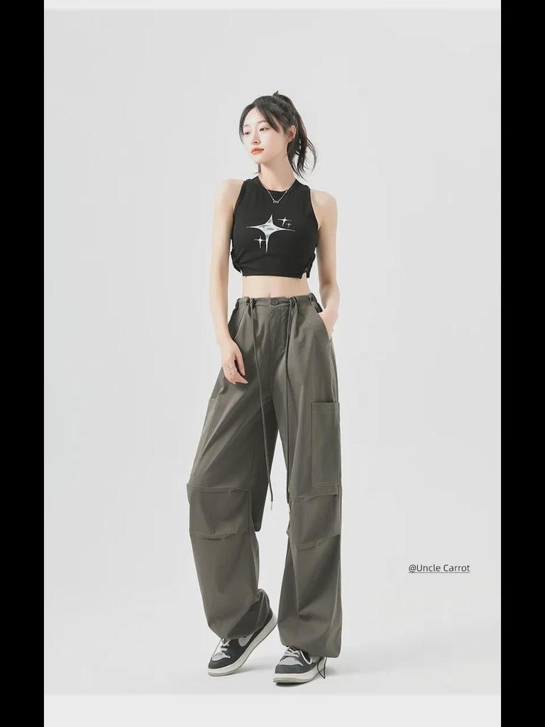 Women's High-Waist Velvet-Lined Wide-Leg Climbing Pants - Autumn/Winter 2025 American Style