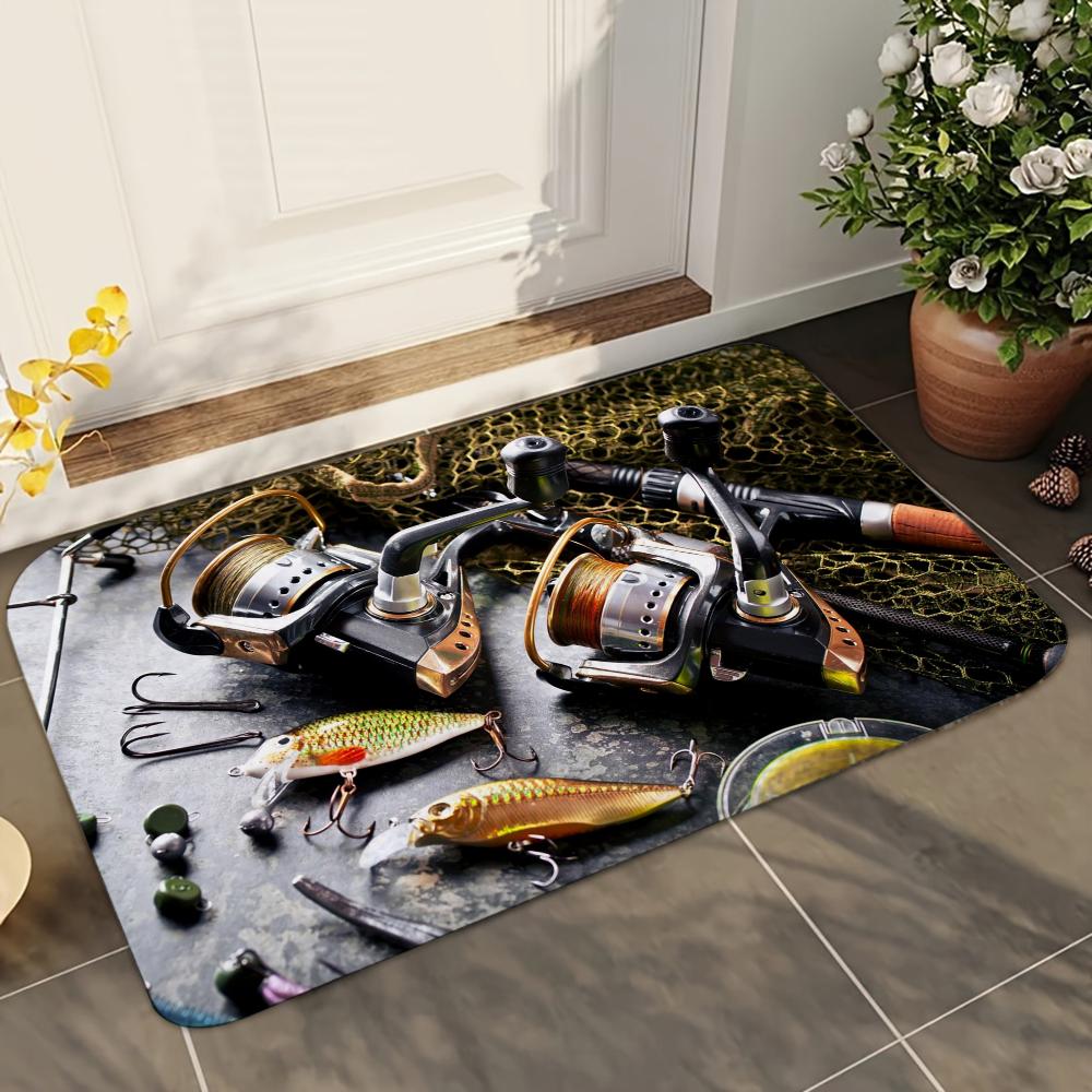 1pc Rapala Fishing Enthusiasts Bathroom Absorbent Mats Anti-Slip Mats Home Decor Supplies Carpets Home Kitchen Floor Mats