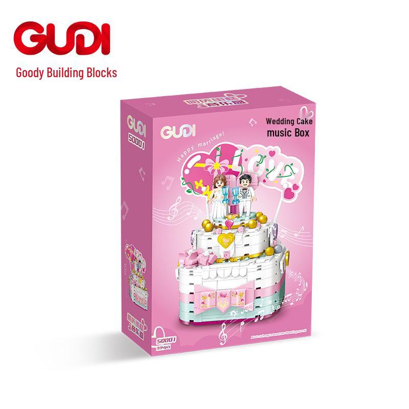Gudi Children's Educational Building Blocks Birthday Cake Music Box Toy