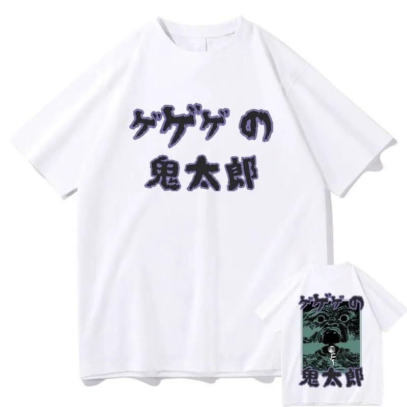 Japanese Anime Gegege No Kitaro Graphic T-shirt Unisex Vintage T Shirts Unisex Women Manga Casual Tees Unisex 100% Pure Cotton Tshirt
