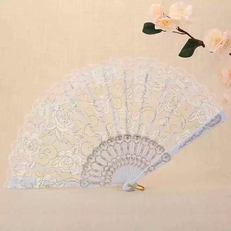 New Style Rose Lace Women's Folding Fan, Dance Fan, High-End Women's Fan, Gift Fan for Weddings