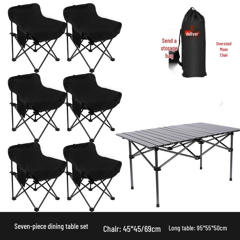 Outdoor Folding Camping Table & High-Back Chair Set