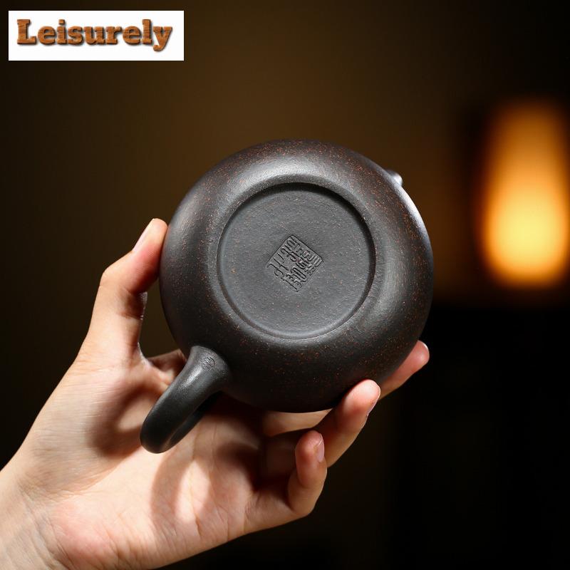 280ml tradiționale Yixing ceainice din lut violet lucrate manual Xishi oală minereu crud aur negru noroi ceainic chinezesc Zisha set de ceai cadou de ceai