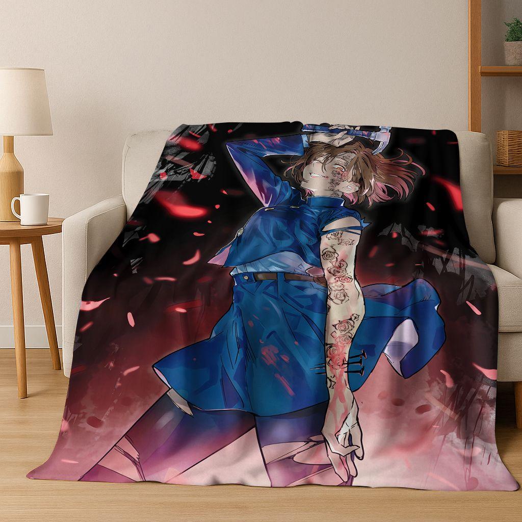 Anime Jujutsu Kaisen Yuji Satoru Cartoon Flanelldecke, Gemütliche Weiche Überwurfdecke für Zuhause Schlafzimmer Bett Sofa Picknick Abdeckung Geschenk Kind
