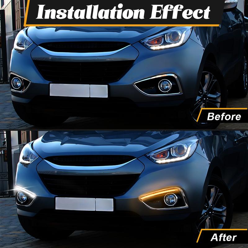 Car Light DRL For Hyundai IX35 2010 2011 2012 2013 Daytime Running Light Front Bumper Turn Signal Headlights Fog Lamp 12V