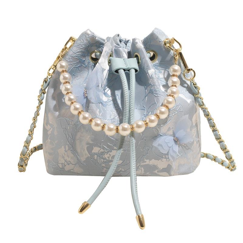 

Embroidery pearl handbag women s new trendy fashion versatile shoulder crossbody with bucket bag