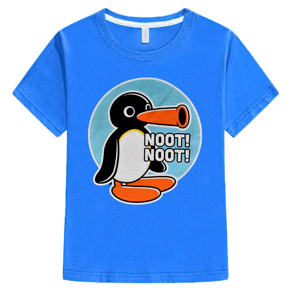 Pingu Abbigliamento Bambini Top per Ragazzi/Ragazze Maniche Corte Sportiva Moda Streetwear Fumetti Girocollo T-shirt