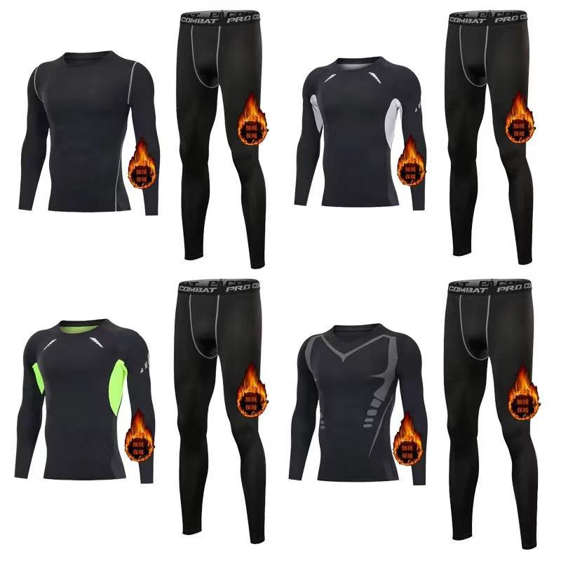 Men's Long-Sleeve Winter Fitness Suit with Quick-Dry Running Tights