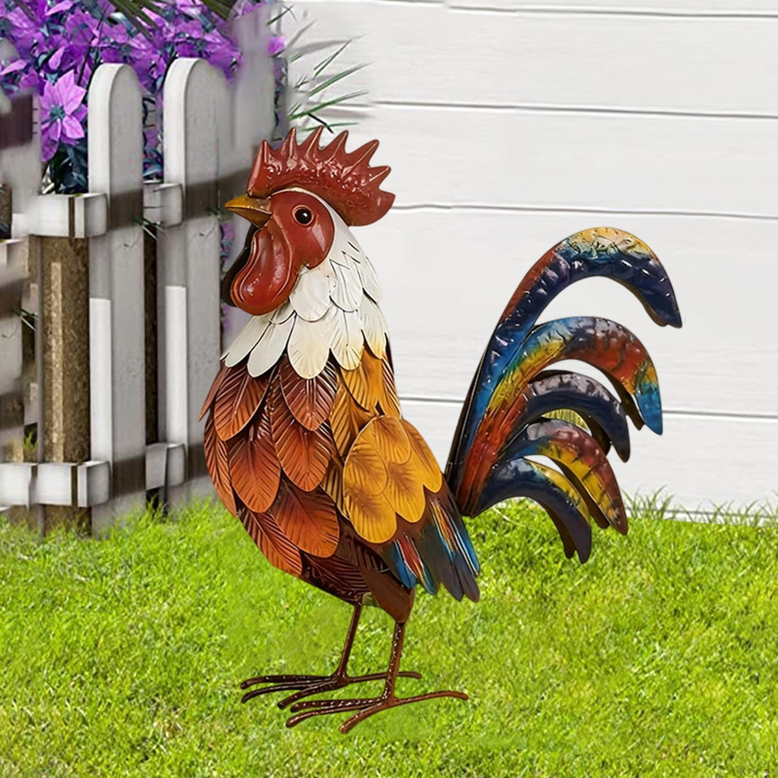

Garden Statue Animal Figurine Decor Realistic Metal Lawn Accent Yard Sculpture Ornament for White Red Yellow