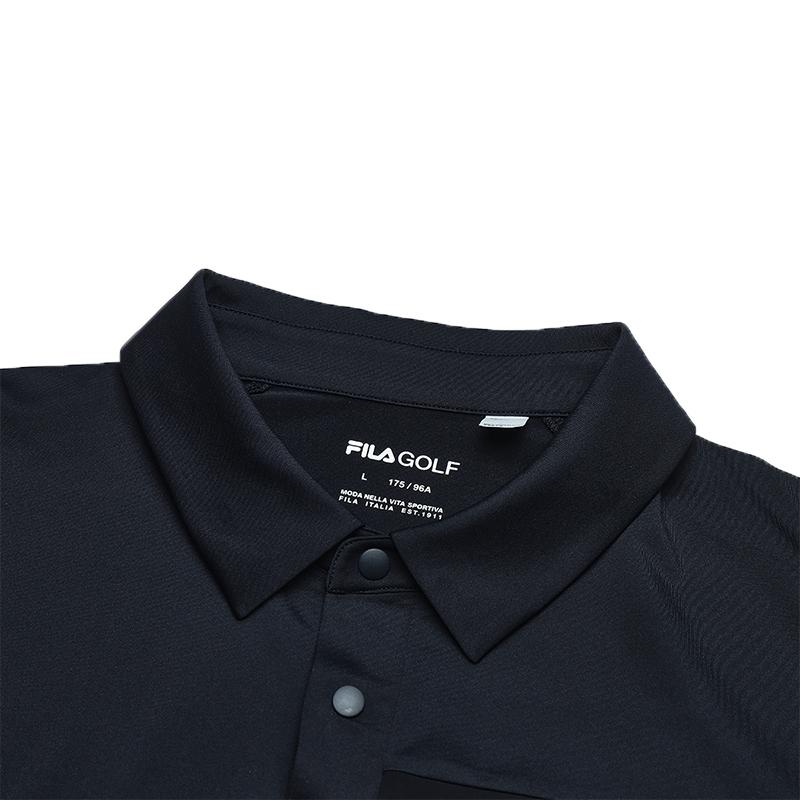 Fila Golf Series Comfortable Versatile Knitted Short Sleeve Polo Shirt Men Tops Legendary-Blue A61M425101FNV