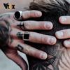 Vnox Gothic Punk Rings for Men Signet Rings Round Square Top Stamp Finger Band Chunky Boys Teens Rock Jewelry Fraternal Rings