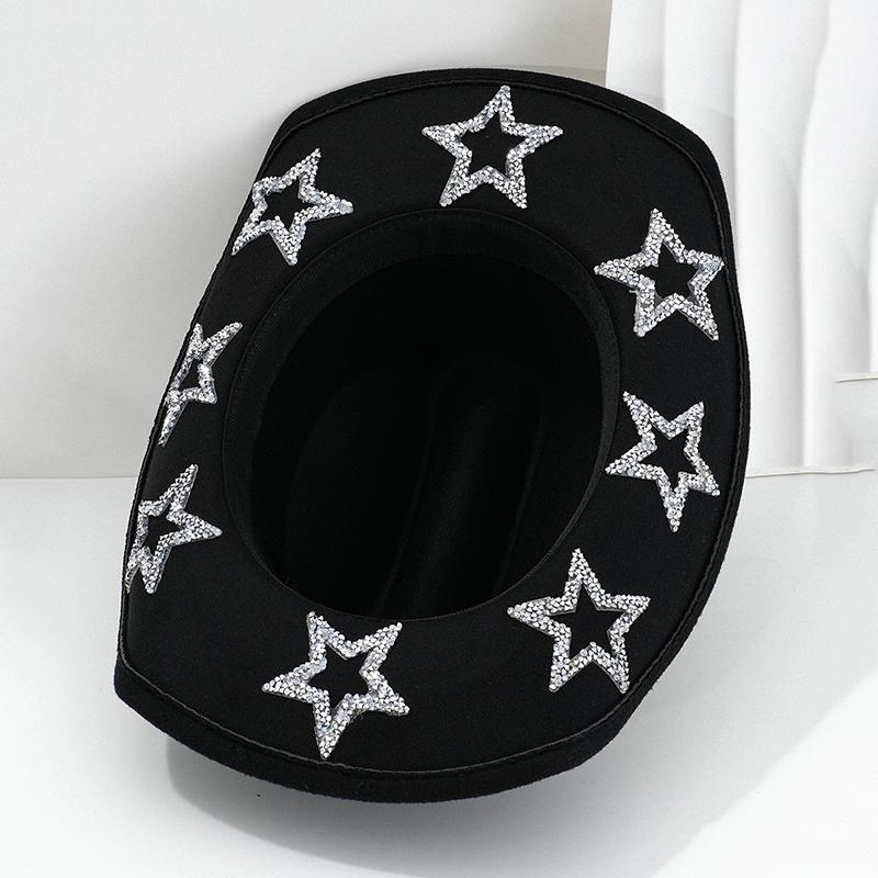Rhinestone Star Western Hats Women Men 2026 Vintage Wide Brim Cowgirl Hat Woman Fashion Crystal Party Wedding Caps Ladies