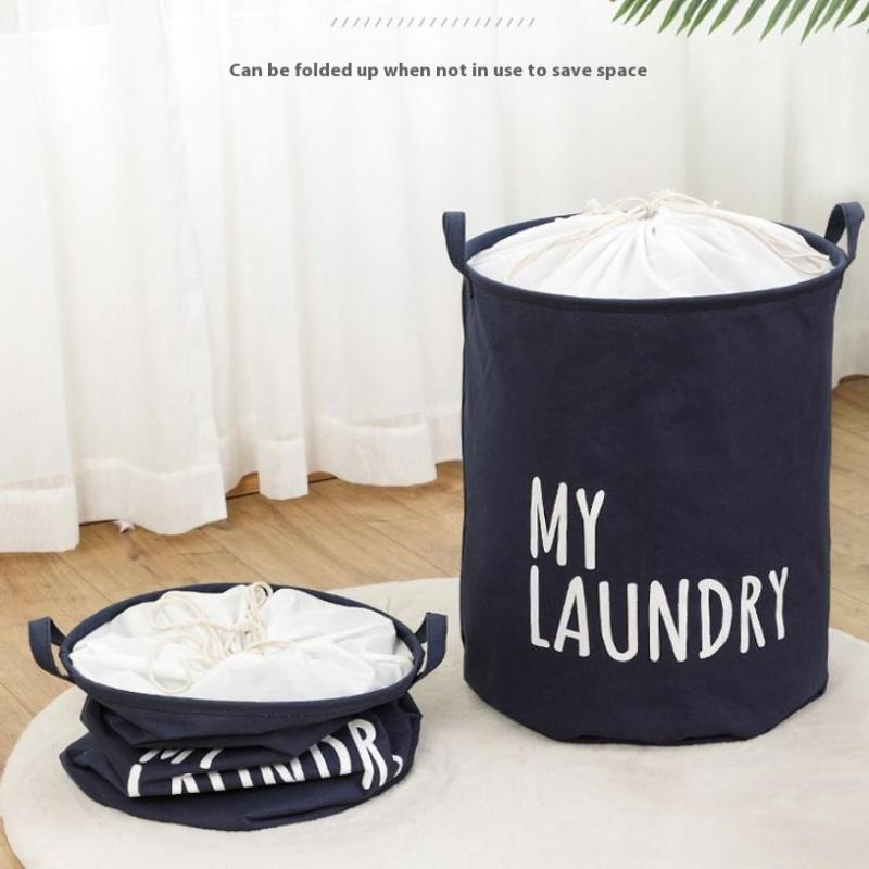 1Pc-Foldable Drawstring Laundry Large Capacity Waterproof Clothes Storage Basket For Home Bathroom Children'S Toy Organiz