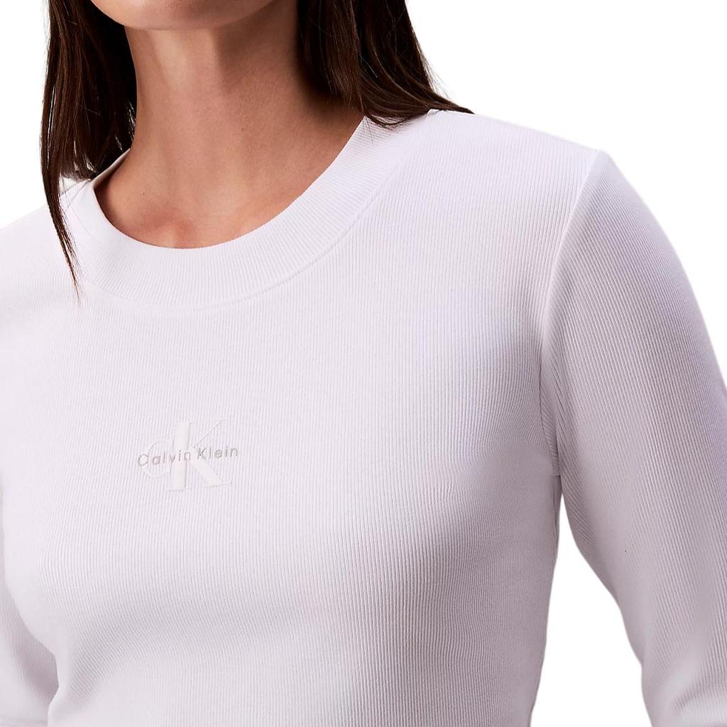 Calvin Klein Letter Logo Slim Fit Crew Neck Long Sleeve Regular T-Shirt Women Tops LV047A803G-YAA