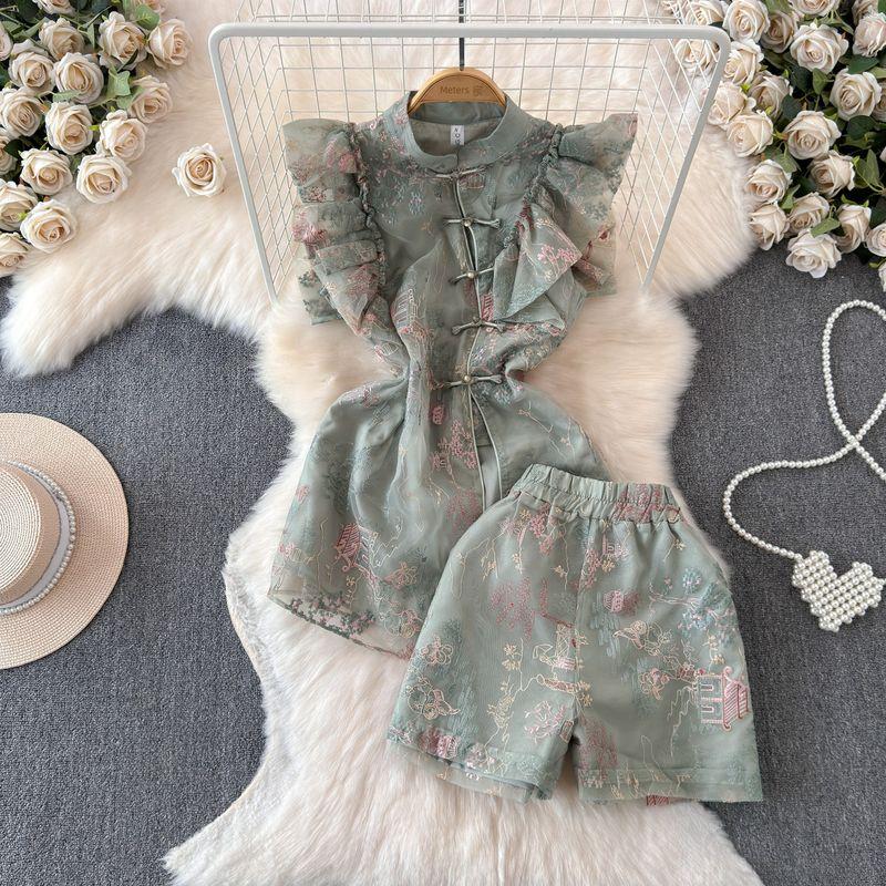 

New Chinese Style European Goods Split Elastic Waist Buckle Green S