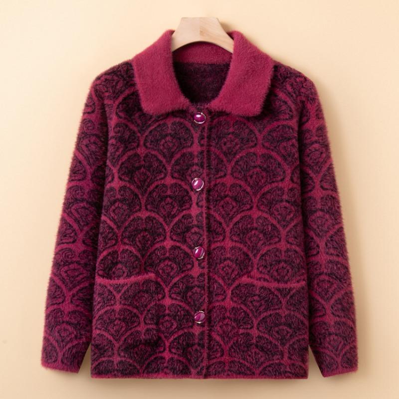 Grandma Spring and Autumn Clothes Woolen Top Women's Middle Age Old Man Mother New Coat Year Old 0 Old Man Old Woman Clothes