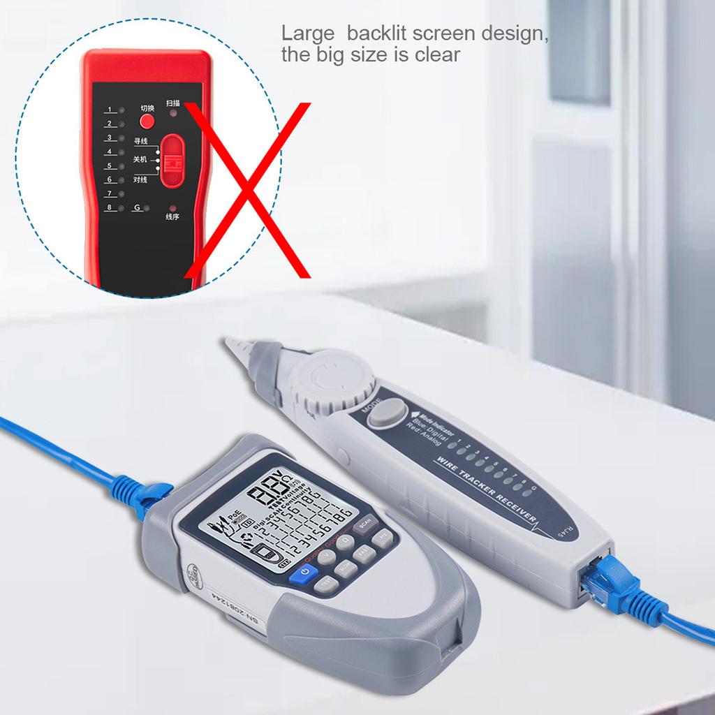 Cable Tester POE Tester Network Cable Tester LCD Digital Analog Multifunction POE Wire Line Finder with Bag Wire