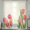 Spring Tulips Easter Mother Day Flowers Tulle Curtains Living Room Home Kitchen Decor Bedroom Window Drapes Light Filtering Made Of Polyester Sitting
