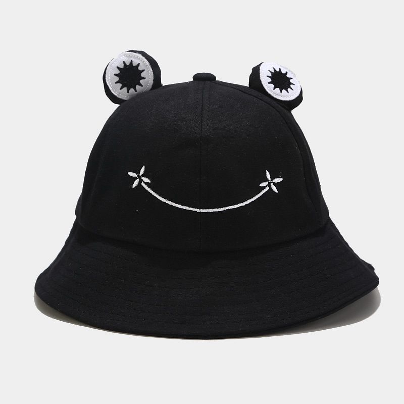 Cartoon Frog Plush Cotton Linen Bucket Hat Korean Fashion Soft Girl Student Couple Sun Hat Four Seasons
