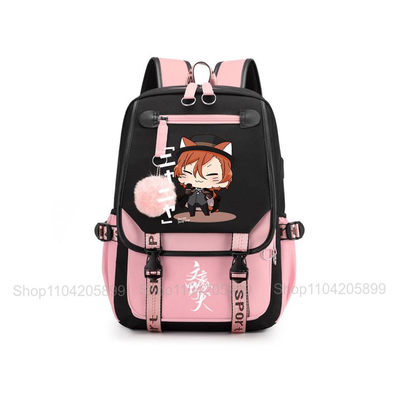Zaino Bungou Stray Dogs,Zaino Scolastico Anime per Studenti Daypack Morbido Mochilas Rucksack Casual Portatile per Ragazze Adolescenti