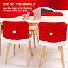 JOYFY 4 Pcs Christmas Chair Cover Red Santa Hat Chair Slipcovers for Christmas Holiday Festival Decoration Ornaments Set