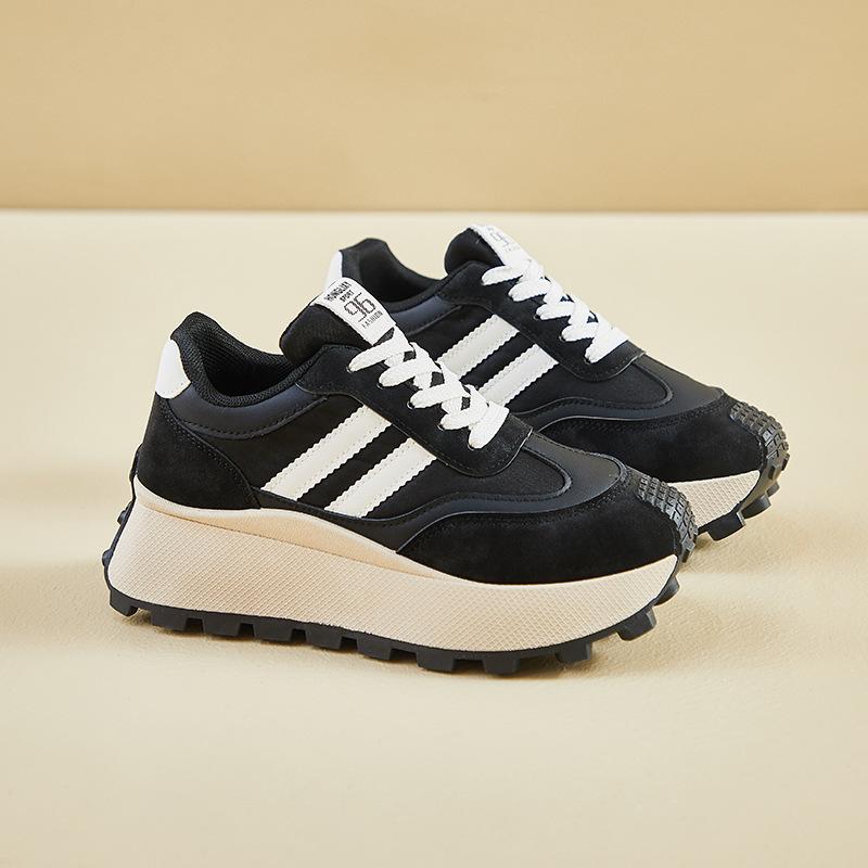 

Summer New Women s Thick Bottom Patchwork Leather Sneakers Trendy Vulcanised Casual Shoes for Daily Style - Chaussure Femme 35