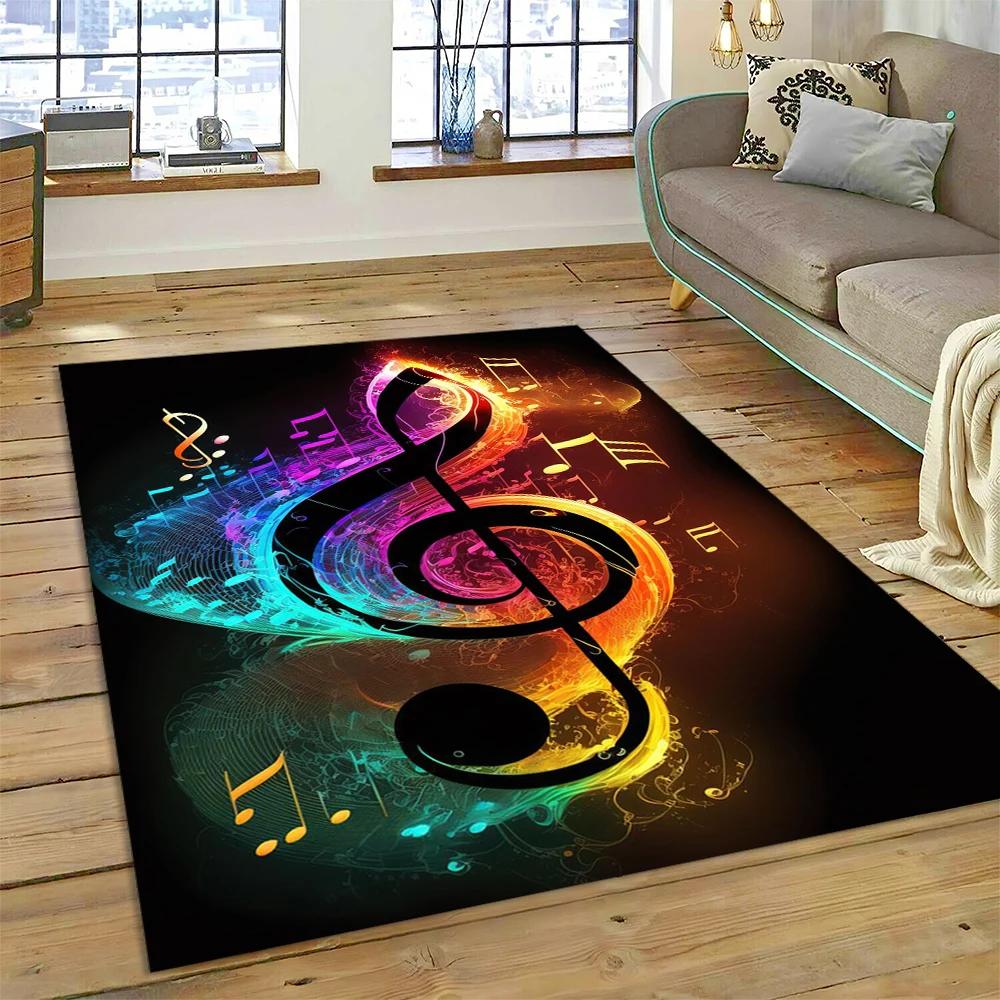 Nota musical colorida, partitura musical, desenho animado, tapete para casa, sala de estar, quarto, sofá, capacho, decoração, área infantil, tapete antiderrapante