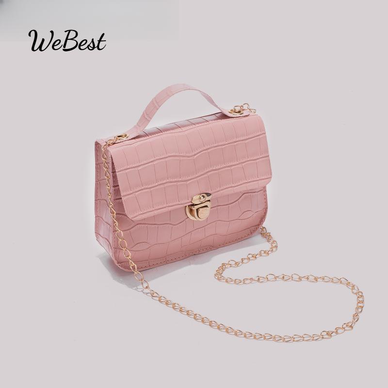 

Crocodile Pattern Small Chain Crossbody Shoulder Bag синій