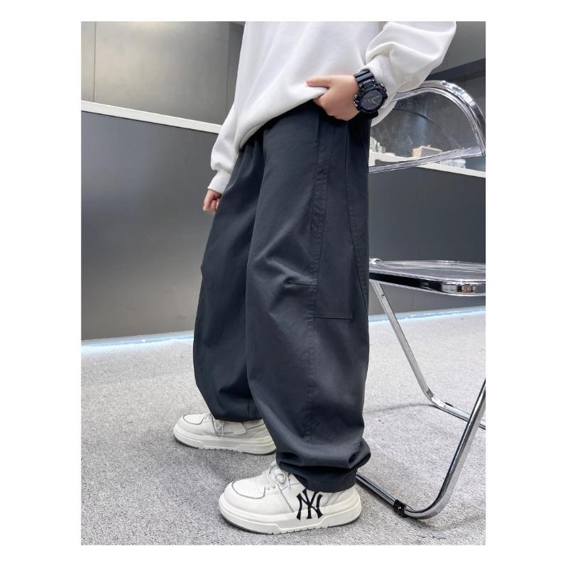Boys Straight Loose Solid Color Casual Long Work Pants For Big Boys